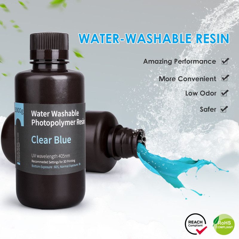 Résine Lavable à l'eau Bleue Clair Elegoo - 1000 ml (4) Résine Lavable à l'eau Bleue Clair Elegoo - 1000 ml (4)