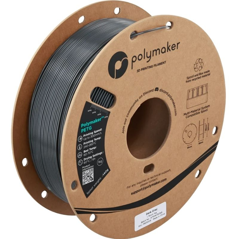 Polymaker PETG Donkergrijs - 1,75mm - 1kg