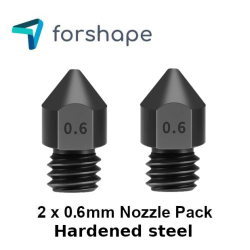 Set van 2 MK8 0,6mm geharde stalen nozzles Forshape