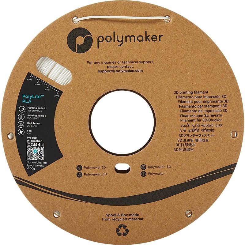 PolyLite PLA Blanc Polymaker - 2.85mm - 1 kg PolyLite PLA Blanc Polymaker - 2.85mm - 1 kg