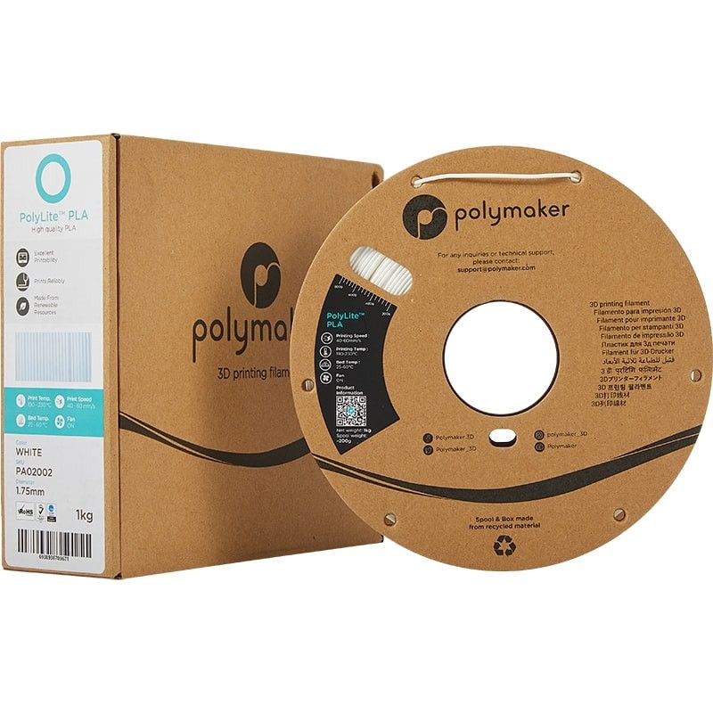 Packaging PolyLite PLA Blanc Polymaker - 2.85mm - 1 kg Packaging PolyLite PLA Blanc Polymaker - 2.85mm - 1 kg
