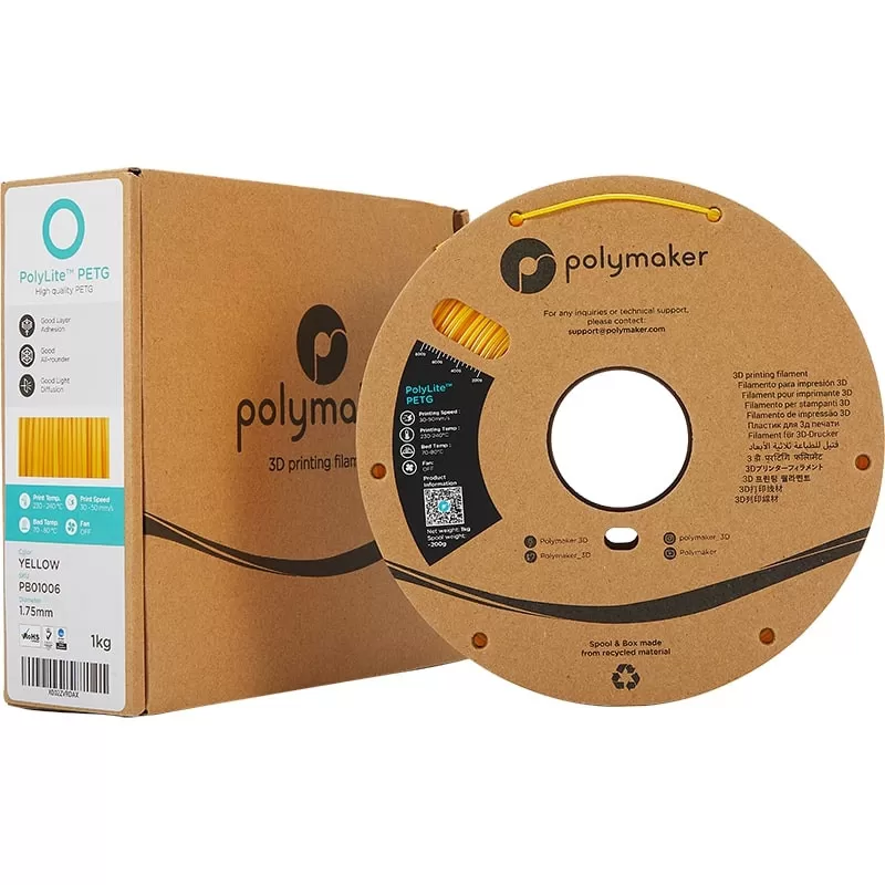 Packaging PolyLite PETG Jaune - 2.85mm - 1 kg