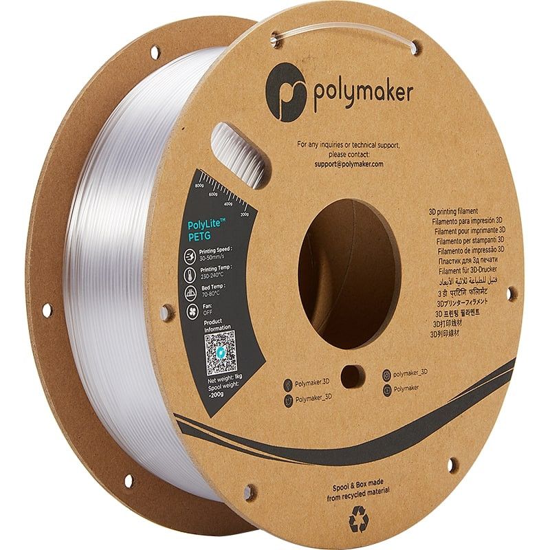 PolyLite PETG Transparent - 2.85mm - 1 kg PolyLite PETG Transparent - 2.85mm - 1 kg
