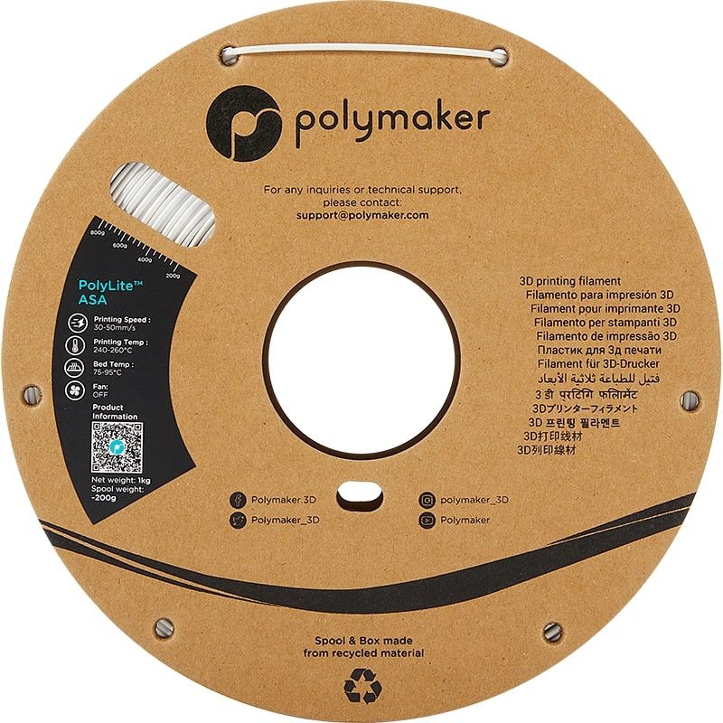 Polymaker PolyLite ASA Blanc - 1.75mm - 1 kg Polymaker PolyLite ASA Blanc - 1.75mm - 1 kg
