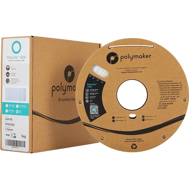 Packaging PolyLite ASA Blanc - 1.75mm - 1 kg Packaging PolyLite ASA Blanc - 1.75mm - 1 kg