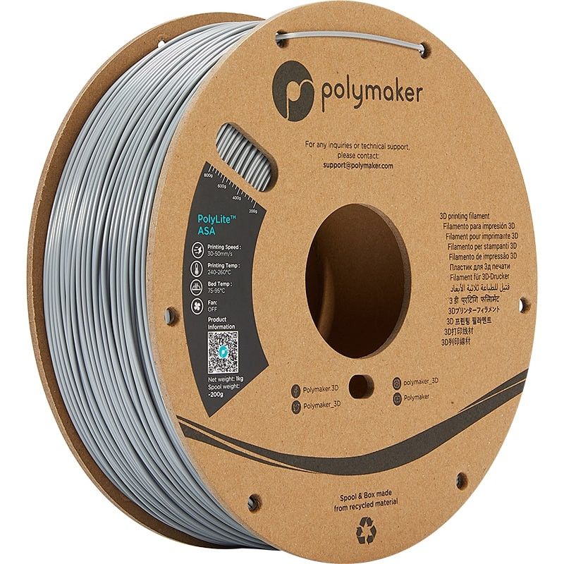 PolyLite ASA Gris - 1.75mm - 1 kg PolyLite ASA Gris - 1.75mm - 1 kg