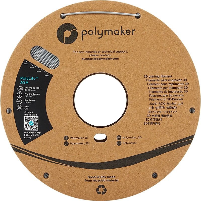 Filament PolyLite ASA Gris - 1.75mm - 1 kg Filament PolyLite ASA Gris - 1.75mm - 1 kg