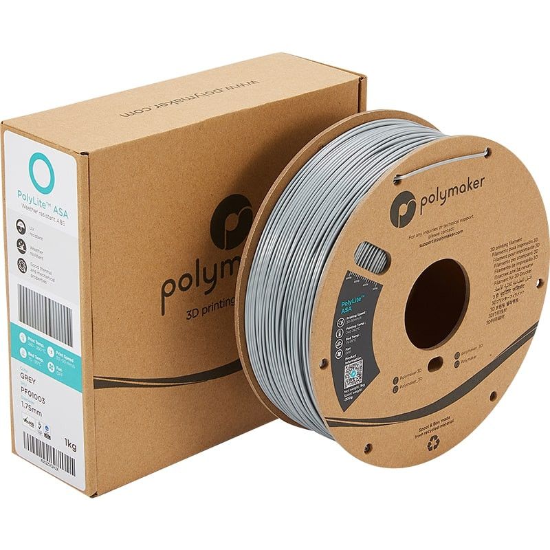 Emballage PolyLite ASA Gris - 1.75mm - 1 kg Emballage PolyLite ASA Gris - 1.75mm - 1 kg