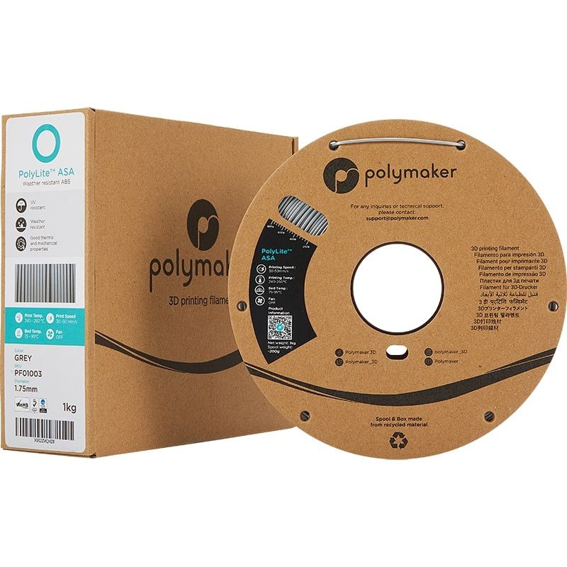 Packaging PolyLite ASA Gris - 1.75mm - 1 kg Packaging PolyLite ASA Gris - 1.75mm - 1 kg