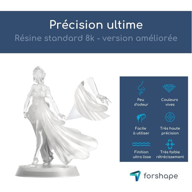 Précisuin résine 8K Transparente Forshape Premium - 1Kg Précisuin résine 8K Transparente Forshape Premium - 1Kg