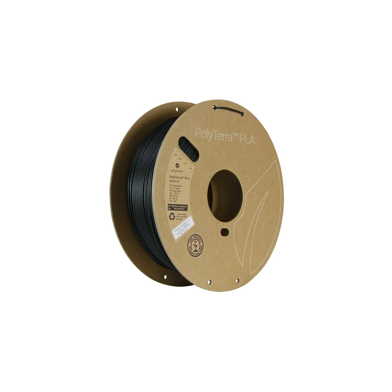 PolyTerra PLA Edition-R (Recyclé) Noir - 1.75mm - 1 kg PolyTerra PLA Edition-R (Recyclé) Noir - 1.75mm - 1 kg