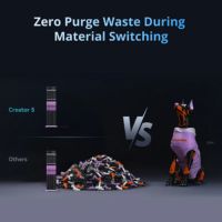 Flashforge Creator 5 Zero Purge Waste schoon multicolor printen