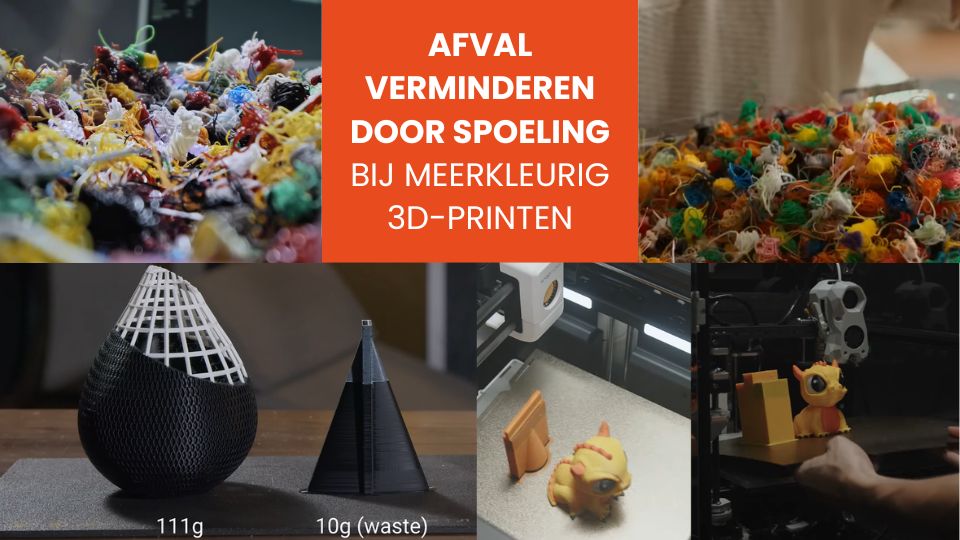 Afval verminderen door spoeling bij meerkleurig 3D-printen